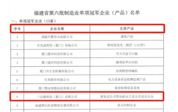喜报｜合乐HL8荣获“福建省制造业单项冠军企业”